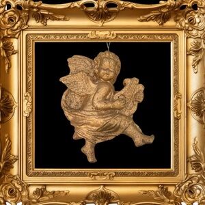 Gold Angel Ornament Vintage Cherub Victorian Cottage Core Old World Hand Crafted